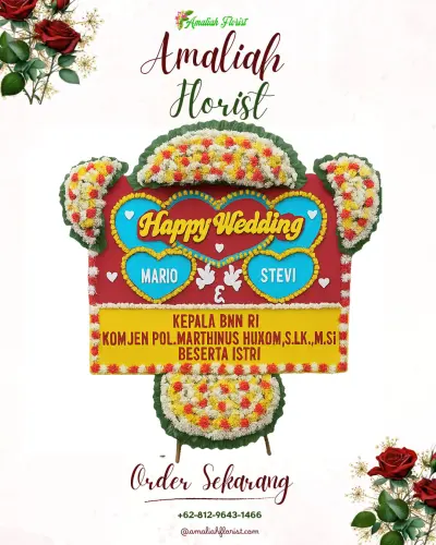 Karangan Papan Bunga Pernikahan di Gadel